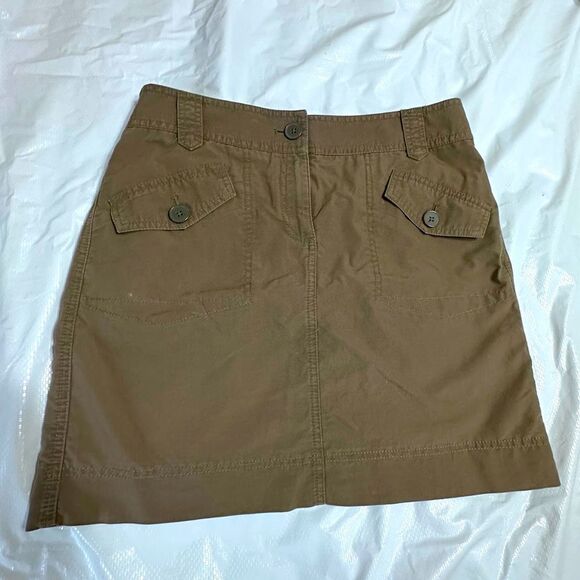 Ann Taylor Loft Khaki Green Women's Jean Skirt Size 6 - Picture 1 of 9